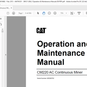 CM220 AC Operation & Maintenance Manual- CAT Continuous Miner CM220 AC - PDF DOWNLOAD