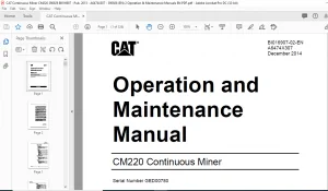 Bucyrus CM220 Operation & Maintenance Manual- CAT Continuous Miner CM220  - PDF DOWNLOAD