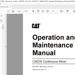 Bucyrus CM235 Operation & Maintenance Manual- CAT Continuous Miner CM235 - PDF DOWNLOAD