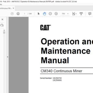 Bucyrus CM340 Operation & Maintenance Manual- CAT Continuous Miner CM340 - PDF DOWNLOAD