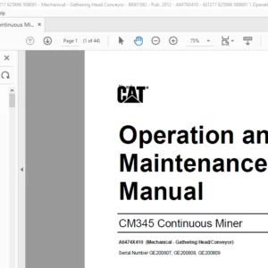 Bucyrus CM345 Operation & Maintenance Manual- CAT Continuous Miner CM345 - PDF DOWNLOAD