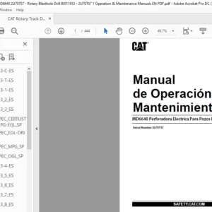 Bucyrus MD6640 Perforadora Electrica Para Pozos De Tronadura Operación y Mantenimiento Manual- CAT Rotary Track Drill SKF MD6640 - PDF (Spanish)