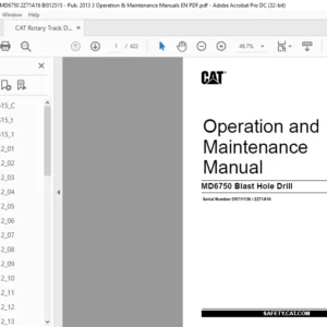 Bucyrus MD6750 Blast Hole Drill Operation & Maintenance Manual- CAT Rotary Track Drill MD6750  - PDF DOWNLOAD