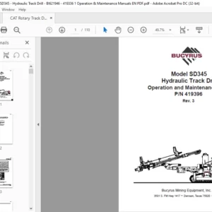 Bucyrus SD345 Hydraulic Track Drill Operation & Maintenance Manual- CAT Rotary Track Drill SD345 - PDF DOWNLOAD