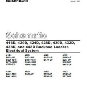 CAT 416D 420D 424D 428D 430D 432D 438D 442D Backhoe Loaders Schematic Electrical System