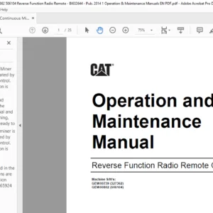 CAT Continuous Miner CM240 Reverse Function Radio Remote Operation & Maintenance Manual - PDF DOWNLOAD