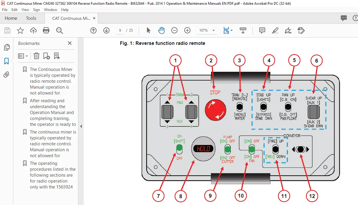 CAT Continuous Miner CM240 Reverse Function Radio Remote Operation & Maintenance Manual - PDF DOWNLOAD - Image 4