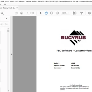 CAT Rotary Track Drill 49HR CB141295 PLC Software-Customer Version Service Manual - PDF DOWNLOAD
