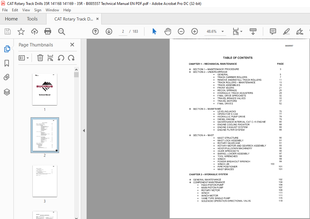 CAT Rotary Track Drills 35HR Technical Manual PDF - DOWNLOAD (BI005557 ...