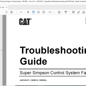 CAT Continuous Miner  Super Simpson Control System Fault Codes Troubleshooting Guide Manual - PDF DOWNLOD