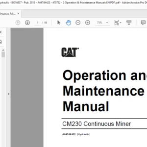 CM230 Operation & Maintenance Manual- CAT Continuous Miner CM230 - PDF DOWNLOAD
