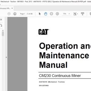 CM230 Operation & Maintenance Manual - CAT Continuous Miner CM230 - PDF DOWNLOAD