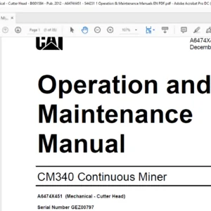 CM230 Operation & Maintenance Manual- CAT Continuous Miner CM230 - PDF DOWNLOAD