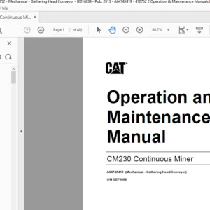 CM230 Operation & Maintenance Manual- CAT Continuous Miner CM230 - PDF DOWNLOAD