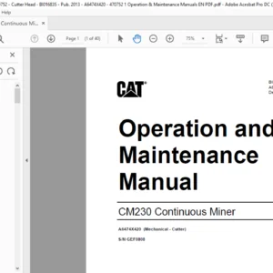 CM230 Operation & Maintenance Manual- CAT Continuous Miner CM230 - PDF DOWNLOAD
