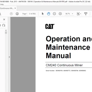 CM240 Operation & Maintenance Manual- CAT Continuous Miner CM240 - PDF DOWNLOAD