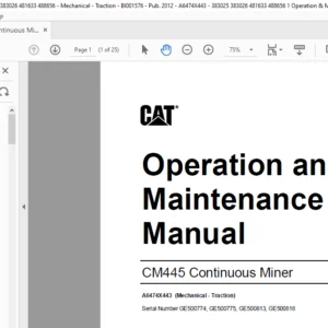 CM445 Operation & Maintenance Manual- CAT Continuous Miner CM445 - PDF DOWNLOAD