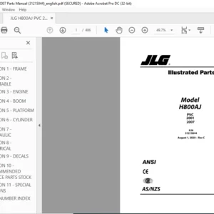 JLG H800AJ Parts Manual (3121771)- PDF DOWNLOAD