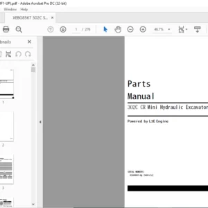 Cat 302C 302CR Mini Hydraulic Excavator (L3E Engine) Parts Manual - PDF DOWNLOAD
