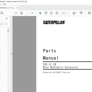 Cat 303.5C CR Mini Hydraulic Excavator (S3Q2-T Engine) Parts Manual - PDF DOWNLOAD
