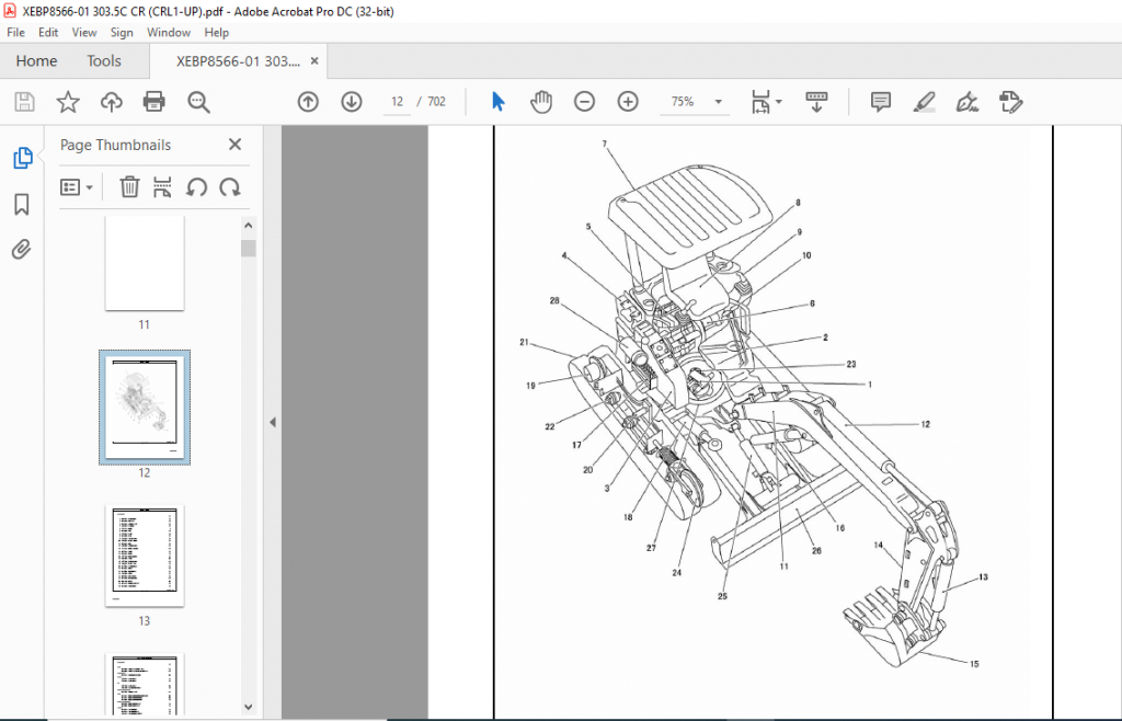 Cat 303.5C CR Mini Hydraulic Excavator (S3Q2-T Engine) Parts Manual ...