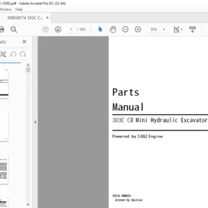 Cat 303C 303CR Mini Hydraulic Excavator (S3Q2 Engine) Parts Manual - PDF DOWNLOAD