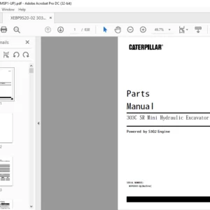 Cat 303C 303SR Mini Hydraulic Excavator (S3Q2 Engine) Parts Manual - PDF DOWNLOAD