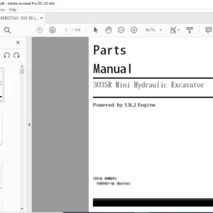 Cat 303SR Mini Hydraulic Excavator (S3L2 Engine) Parts Manual - PDF DOWNLOAD