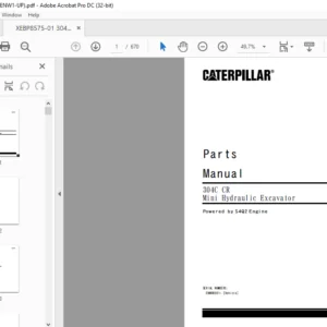 Cat 304C CR Mini Hydraulic Excavator (S4Q2 Engine) Parts Manual - PDF DOWNLOAD