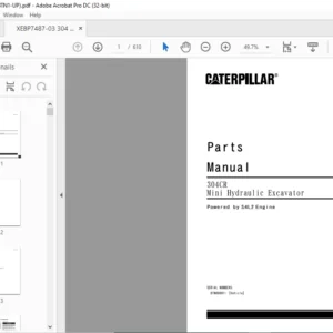 Cat 304CR Mini Hydraulic Excavator (S4L2 Engine) Parts Manual - PDF DOWNLOAD