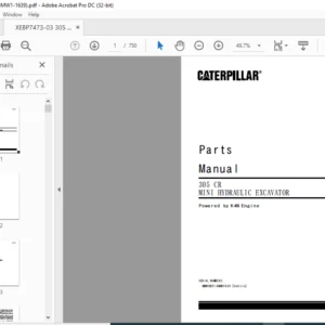 Cat 305 CR Mini Hydraulic Excavator (K4N Engine) Parts Manual - PDF DOWNLOAD