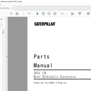 Cat 305C CR Mini Hydraulic Excavator (S4Q2-T Engine) Parts Manual - PDF DOWNLOAD
