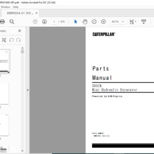 Cat 305CR Mini Hydraulic Excavators (K4N Engine) Parts Manual - PDF DOWNLOAD