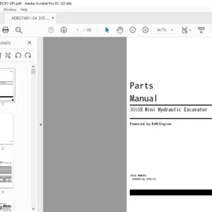 Cat 305SR Mini Hydraulic Excavator (K4N Engine) Parts Manual - PDF DOWNLOAD