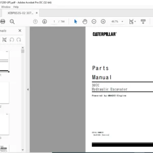 Cat 307C Hydraulic Excavator (4M40E1 Engine) Parts Manual - PDF DOWNLOAD
