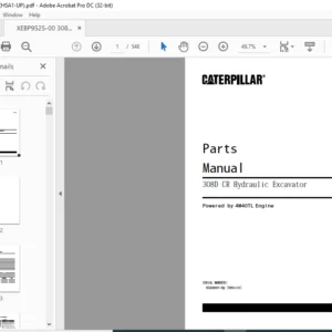 Cat 308D 308CR Hydraulic Excavator (4M40TL Engine) Parts Manual - PDF DOWNLOAD