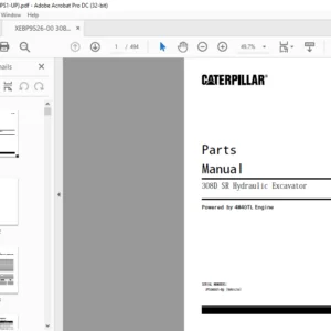 Cat 308D 308SR Hydraulic Excavator (4M40TL Engine) Parts Manual - PDF DOWNLOAD