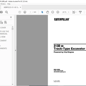 Cat 313D SR Track-Type Excavator (C4.2 Engine) Parts Manual - PDF DOWNLOAD