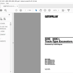 Cat 322C 322C L Track-Type Excavators (3126 Engine) Parts Manual - PDF DOWNLOAD