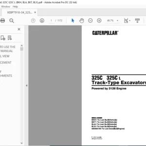 Cat 325C 325C L Track-Type Excavators (3126 Engine) Parts Manual - PDF DOWNLOAD