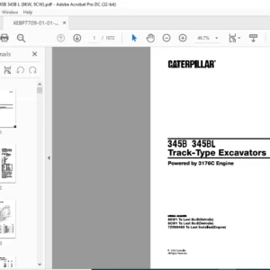 Cat 345B 345BL Track-Type Excavator (3176C Engine) Parts Manual - PDF DOWNLOAD