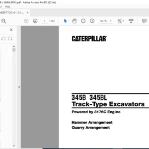 Cat 345B 345BL Track-Type Excavators (3176C Engine) Parts Manual - PDF DOWNLOAD