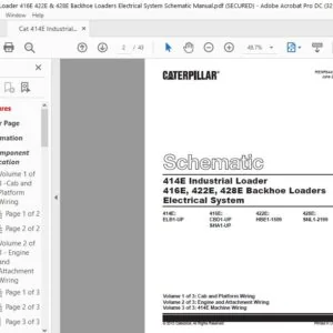Cat 414E Industrial Loader 416E 422E & 428E Backhoe Loaders Electrical System Schematic Manual