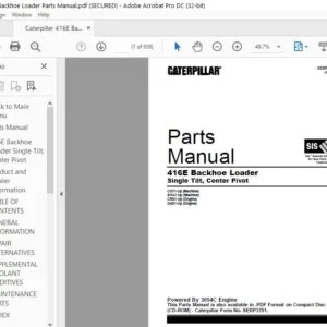 Cat 416E Backhoe Loader Single Tilt, Center Pivot Parts Manual - PDF DOWNLOAD