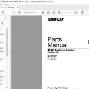 Cat 428E Backhoe Loaders Parallel Lift Parts Manual - PDF DOWNLOAD