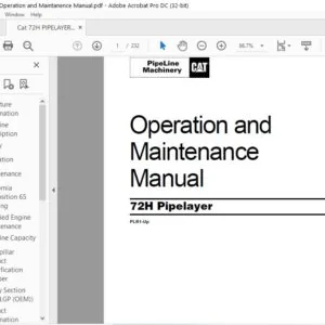 Cat 72H Pipelayer Operation and Maintanence Manual - PDF DOWNLOAD