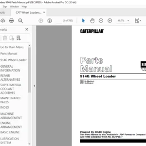 Cat 914G Wheel Loader Parts Manual  - PDF DOWNLOAD