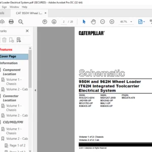Cat 950H and 962H Wheel Loader IT62H Integrated Toolcarrier Electrical System Schematic - PDF DOWNLOAD