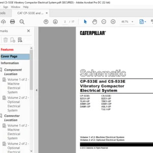 Cat CP-533E & CS-533E Vibratory Compactor Electrical System Schematic- PDF DOWNLOAD