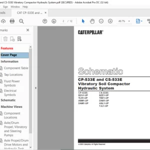 Cat CP-533E & CS-533E Vibratory Soil Compactor Hydraulic System Schematic - PDF DOWNLOAD